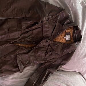 Men's Brown Leather Military Jacket